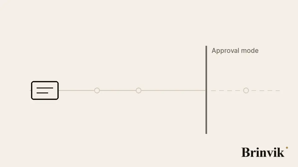 An animation in which a run moves toward a boundary, reaches it, and stops there, waiting.